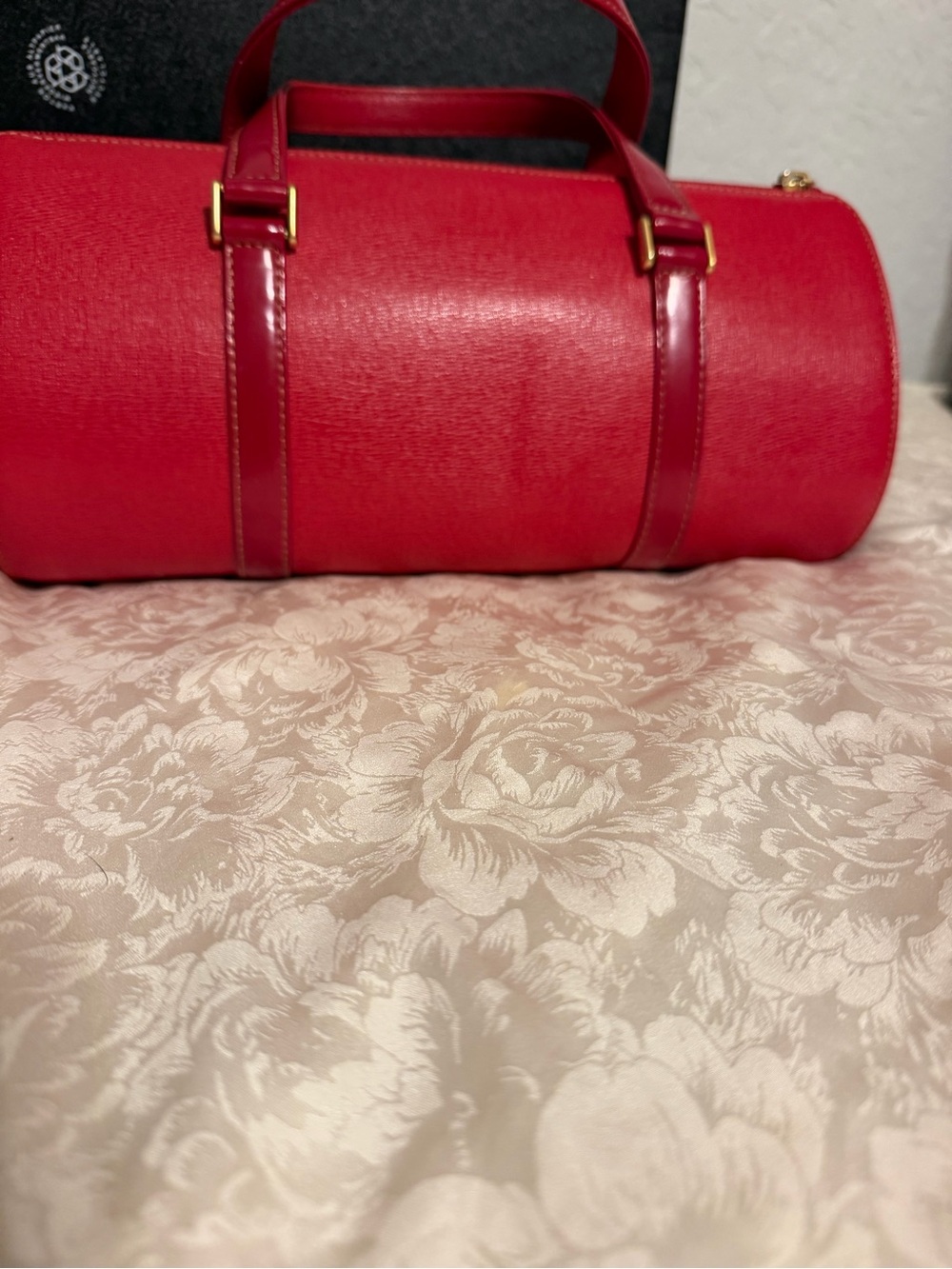 Burberrys Red Barrel Satchel with Gold Accents - Picture 6 of 9